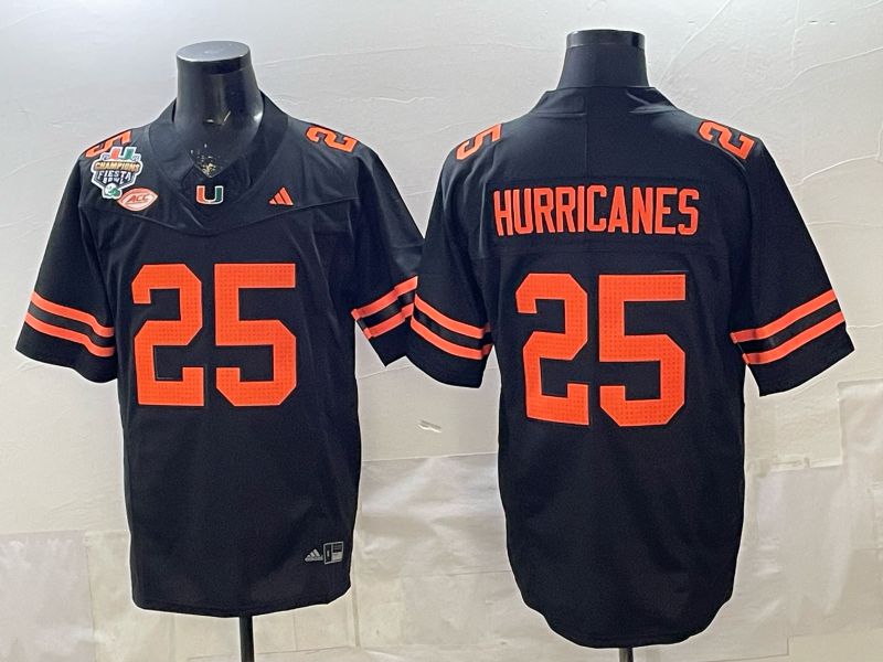 Men 2026 Miami Hurricanes #25 Hurricanes Black 3th generations Limited NCAA Jersey 08